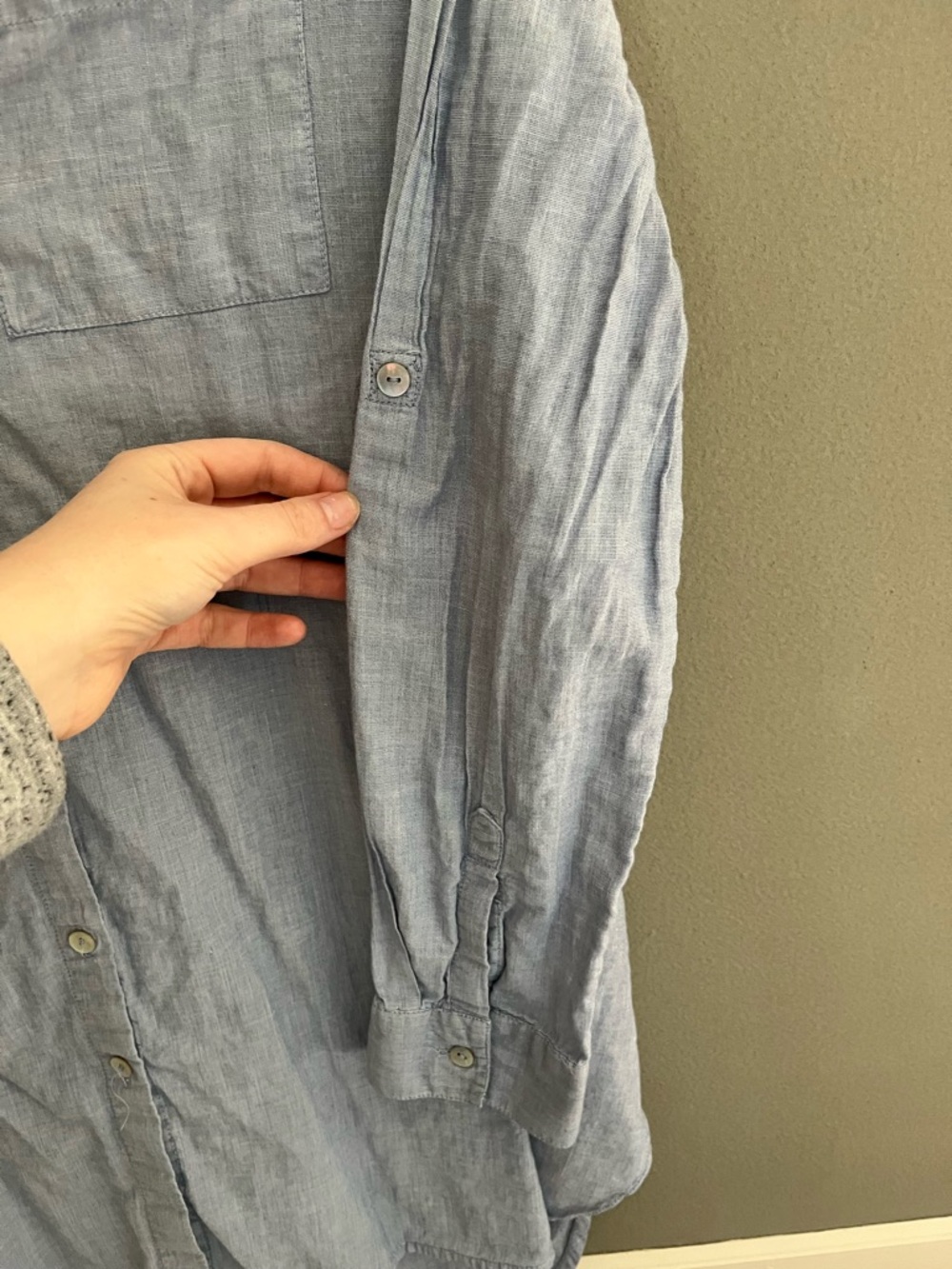 beachlunchlounge Light Blue Casual Button Down Shirt Long Coastal 100% Cotton - Picture 10 of 11